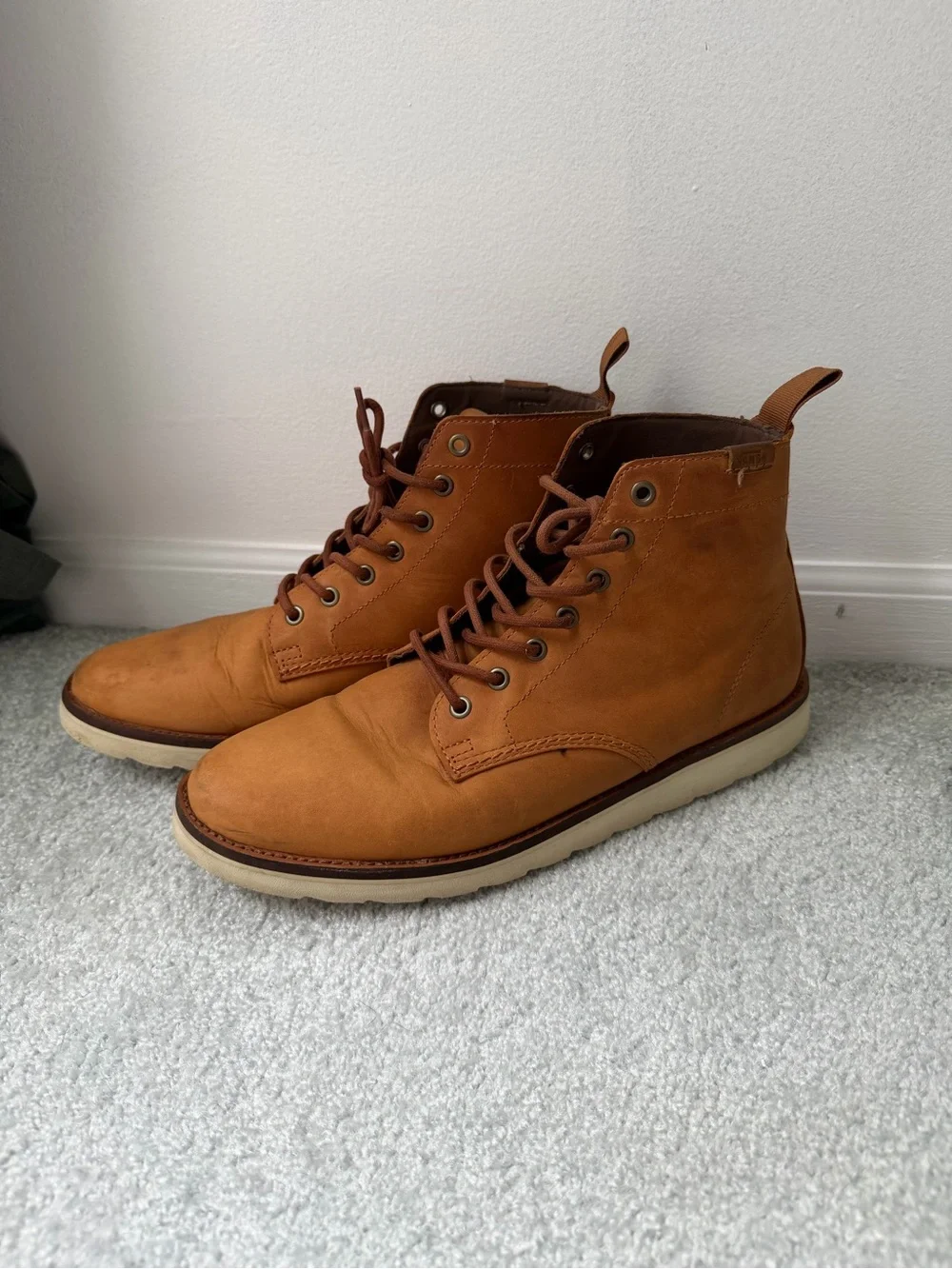 Vans Tan Leather Lace-Up Boots